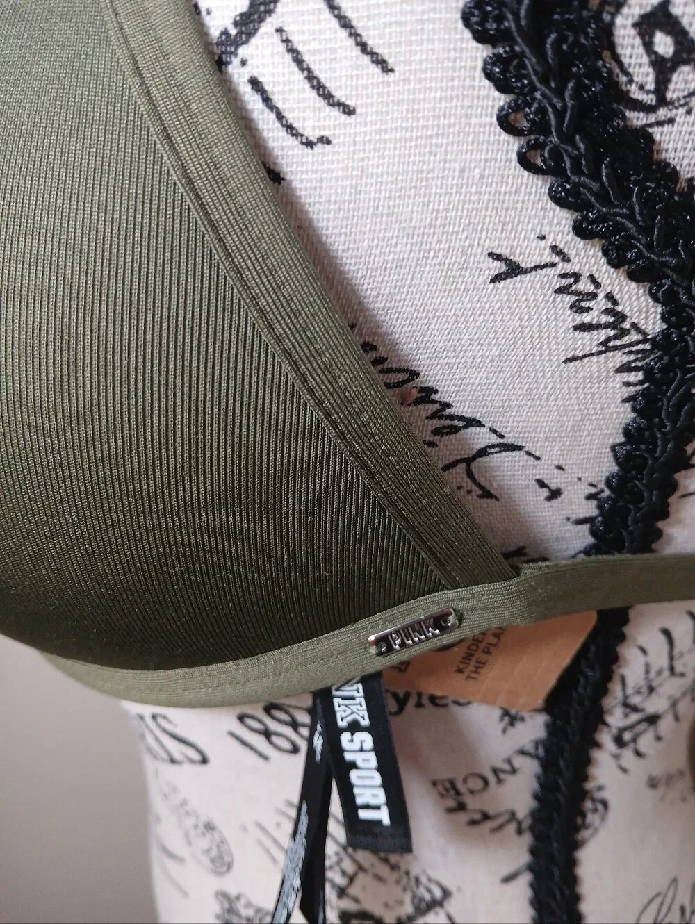 PINK Victoria's Secret Olive Green Wireless Triangle Bralette